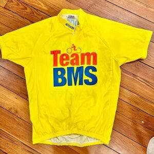 Yellow Cycling Shirt Team BMS (Bristol Myers Squibb)